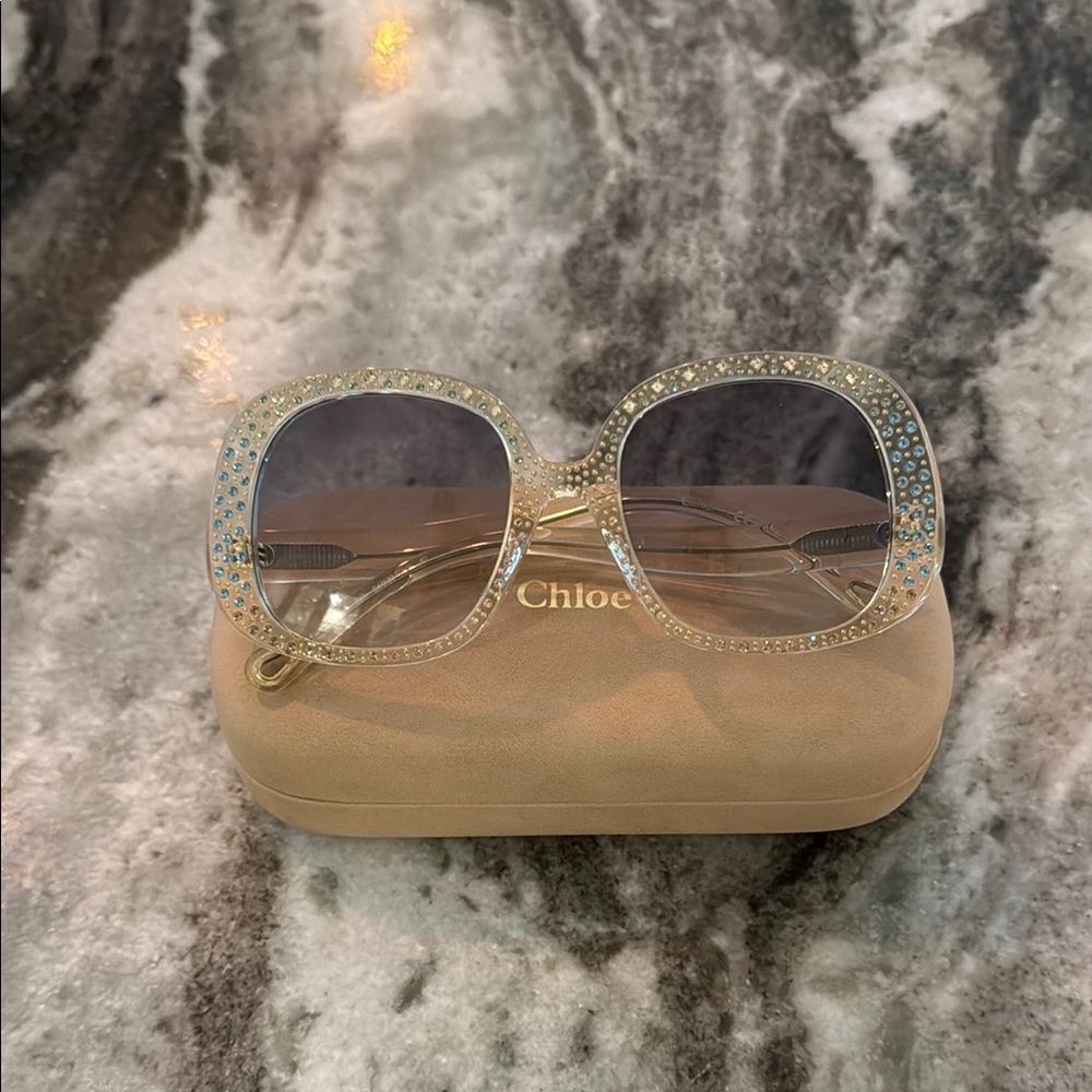 Chloe Women's Chiara Crystal Sunglasses, Brown, One Size